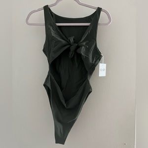 Brand new with tags olive green high waisted swimsuit with front cutout
